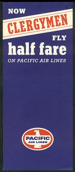 Clergymen Fly 1/2 Fare Brochure - Front Cover Clergymen Fly 1/2 Fare Brochure - Front Cover