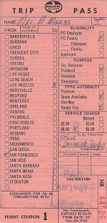Non-Rev Trip Pass (front) (Submitted by Fred Lopez)